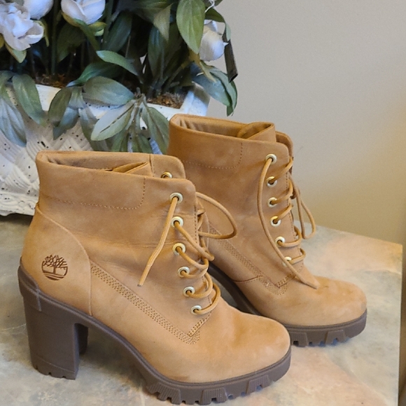 Timberland Shoes - Timberland Wheat Suede Lace-Up Lug Heel Ankle Boots